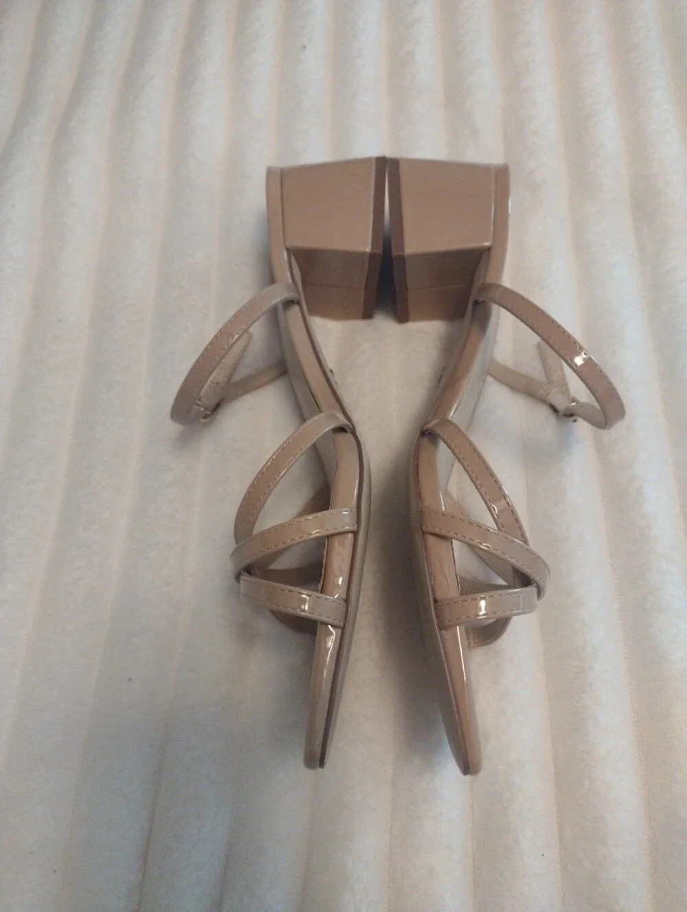 New Sam Edelman Womens 10.5M Rachelle Dress Sandals Nude Beige Block Heel Buckle